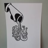 Woodcut engraving original print stamped numbered pattern hand