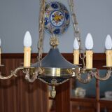 Suspension/chandelier, metal and bronze, 6 arms candles