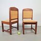Dutch Art Deco Haagse School Oak and Rattan Webbing Chairs, 1930s, Set of 2