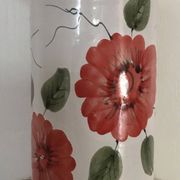 Vase, vintage glazed terracotta pottery, with signed floral decoration