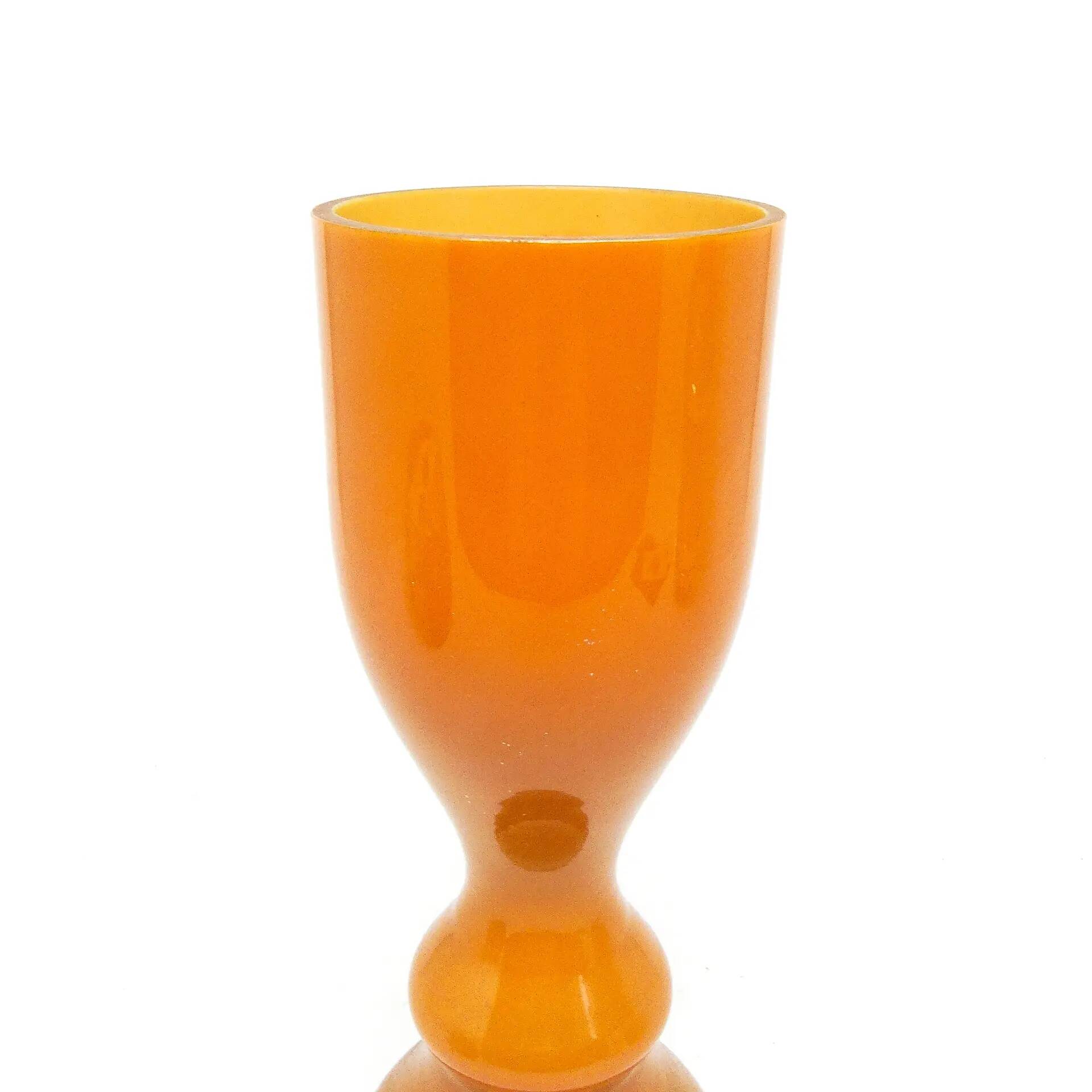 Angel vase, modernism, orange glass, designed by S. Sadowski, Poland, 1970s