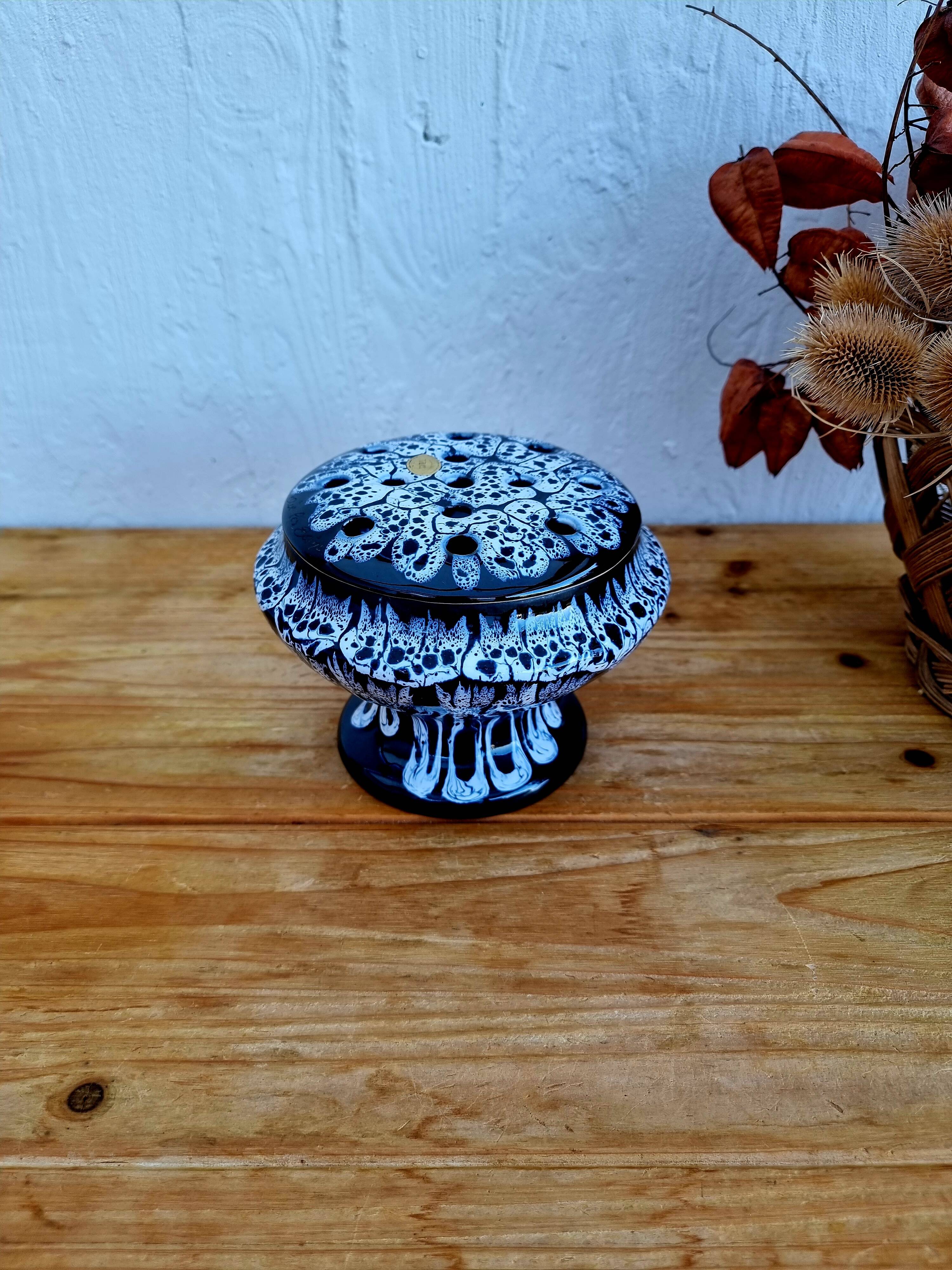 Vintage flamed stoneware flower pick