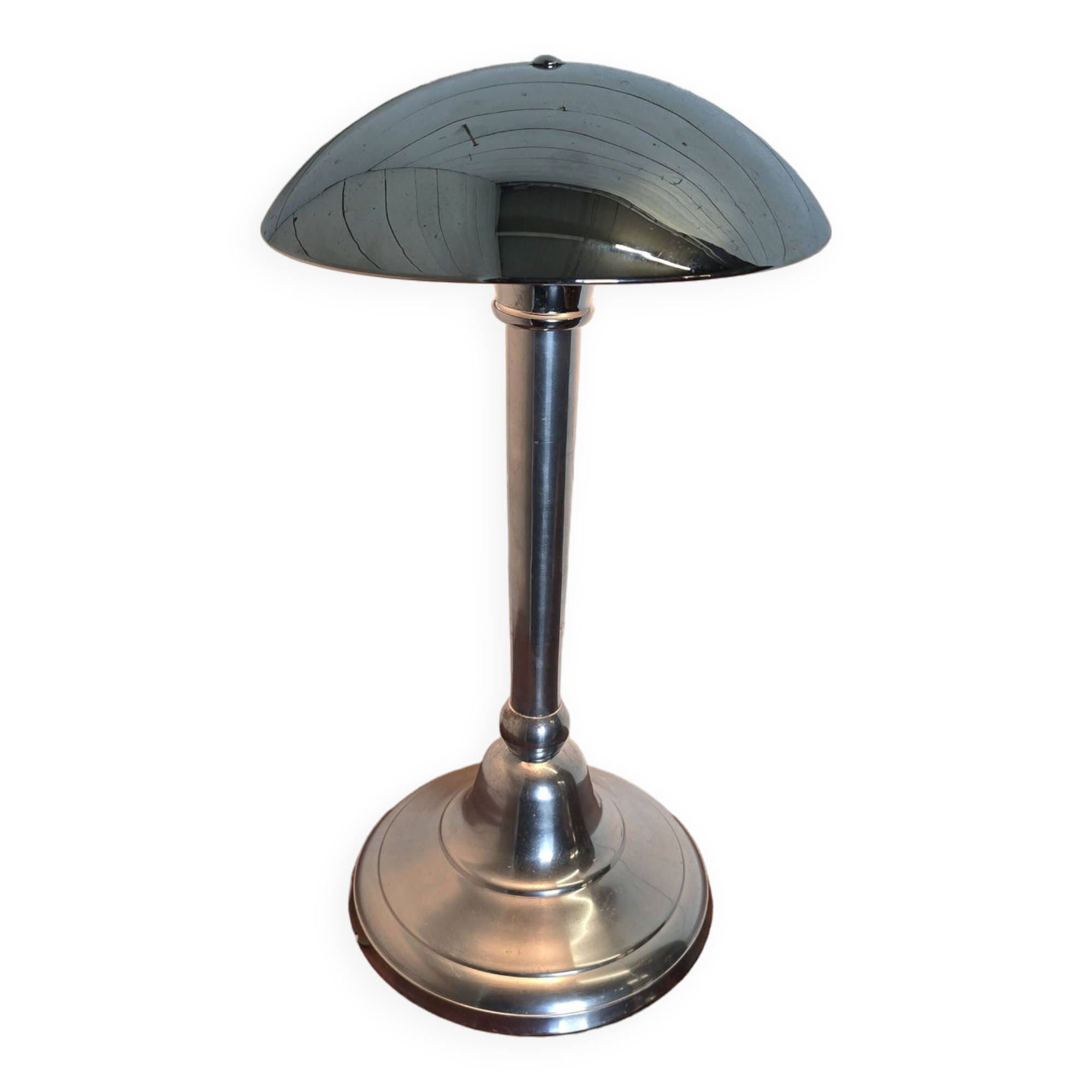 Chromed metal mushroom lamp from the 70s, 58 cm H