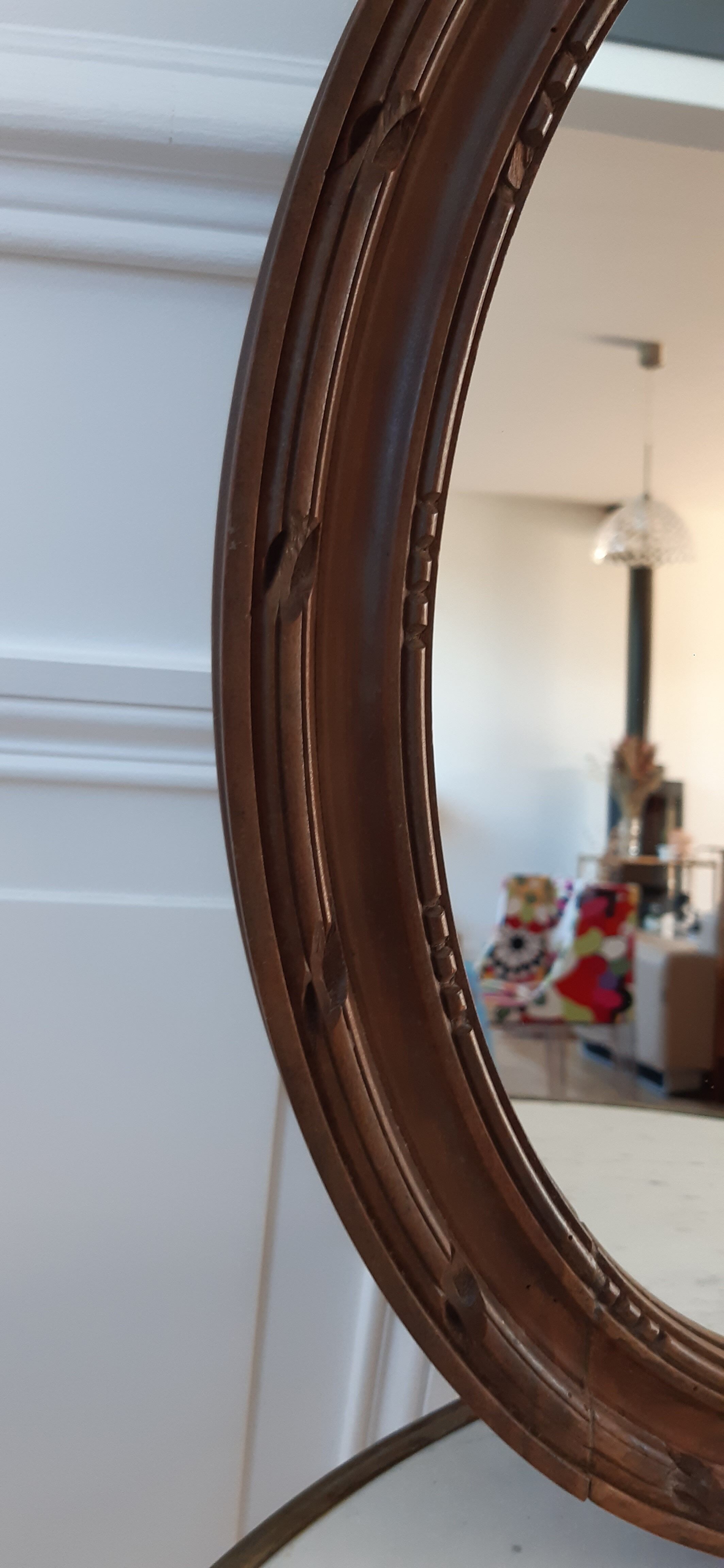 Miroir en bois oval années 30