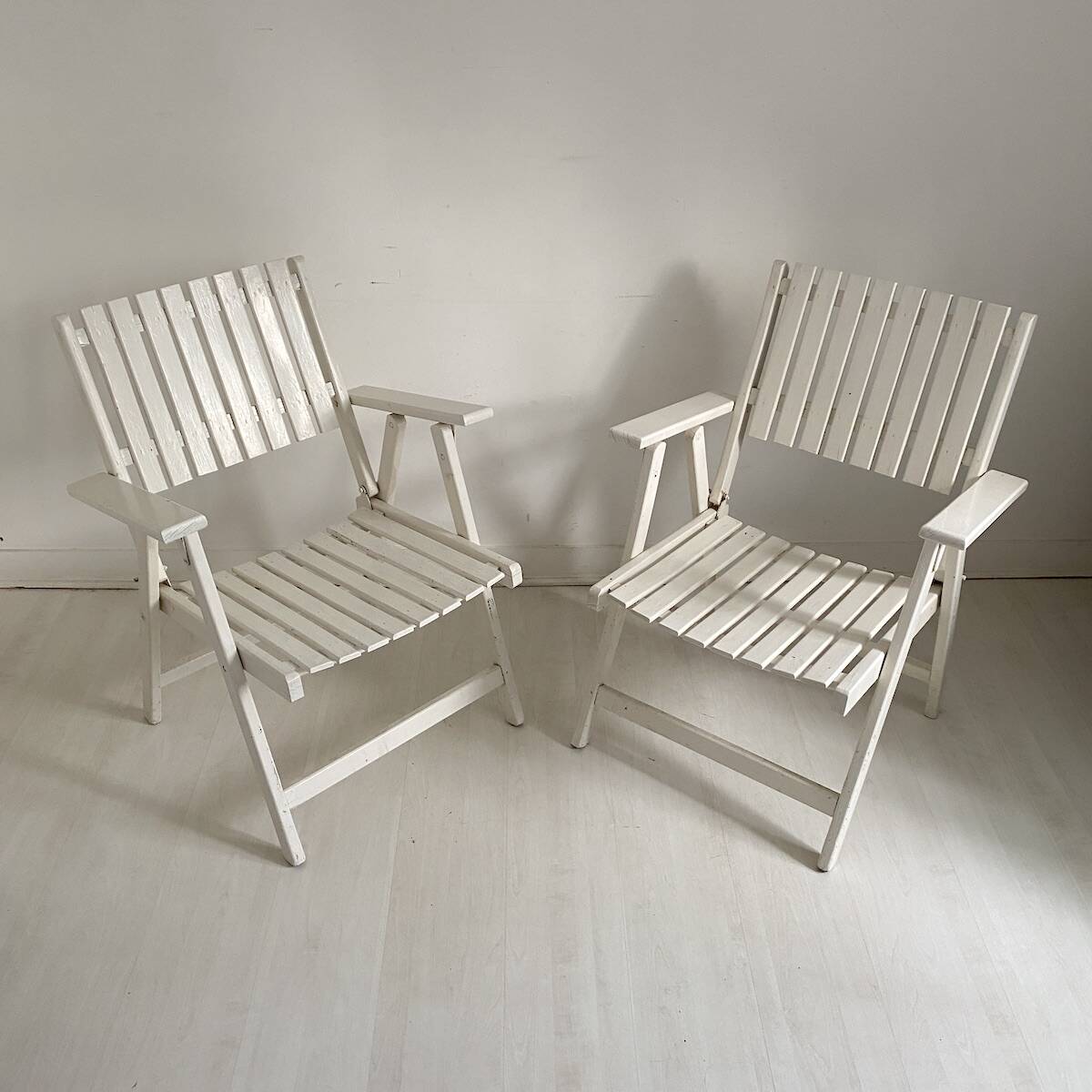 Pair of vintage 1960s folding garden chairs