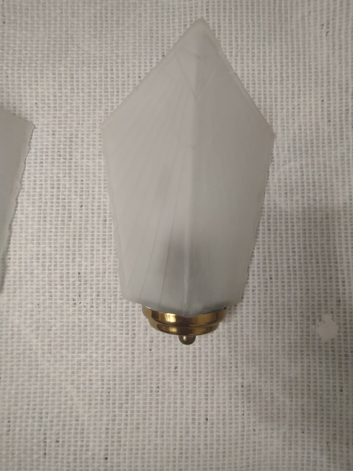 Pair of Art Deco wall sconces in frosted glass & brass