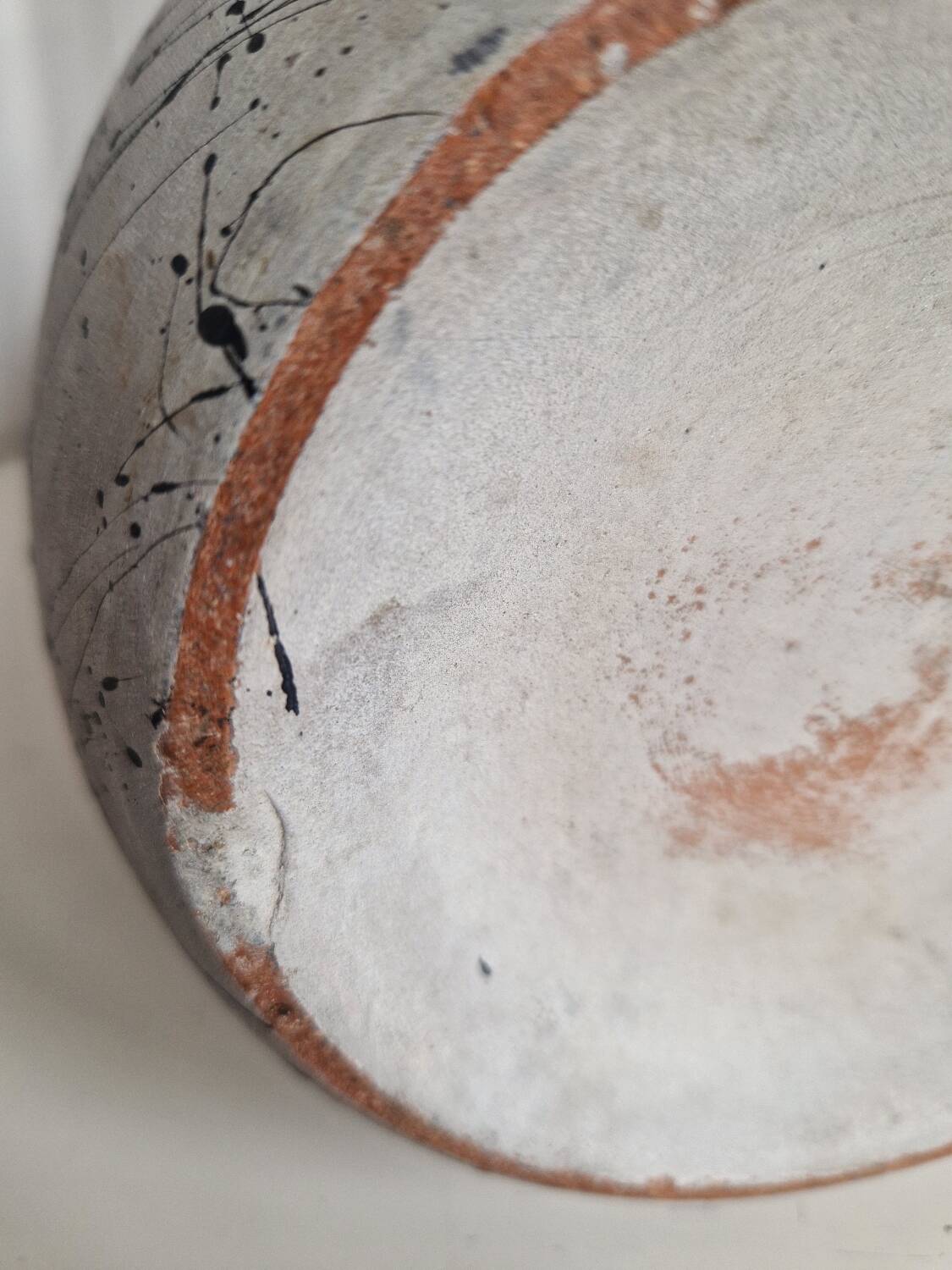 Painted Terracotta Vase with Graphic Pattern