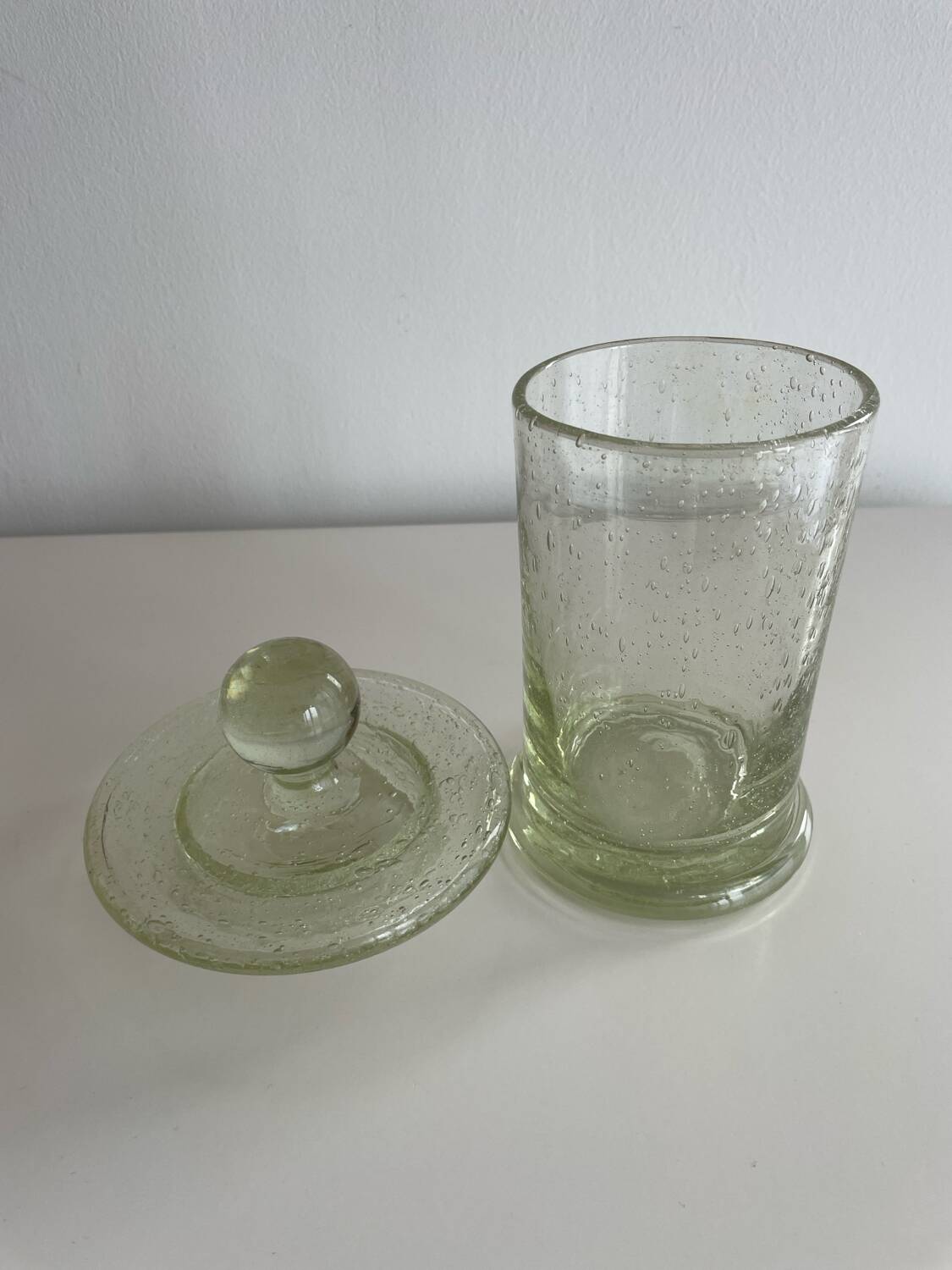 Biot France glass pot with lid