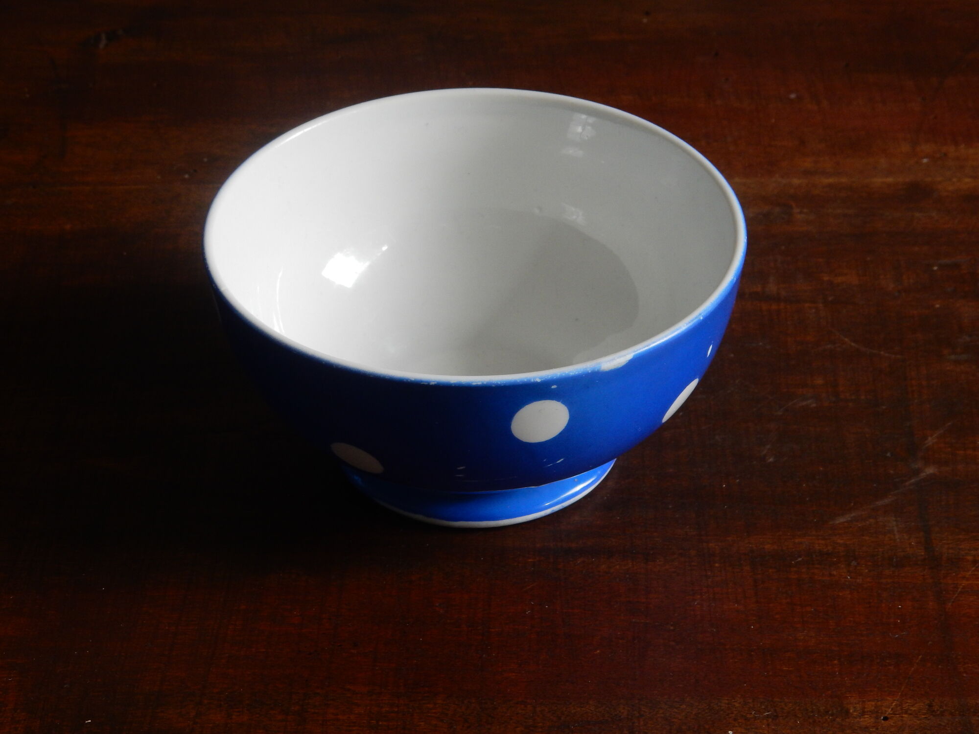 Longchamp small blue bowl porcelain milk coffee made in France