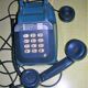 old blue phone with keys
