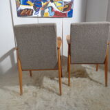 Pair of vintage Scandinavian armchairs from the 60s light wood