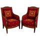 Pair of Empire period armchairs in mahogany