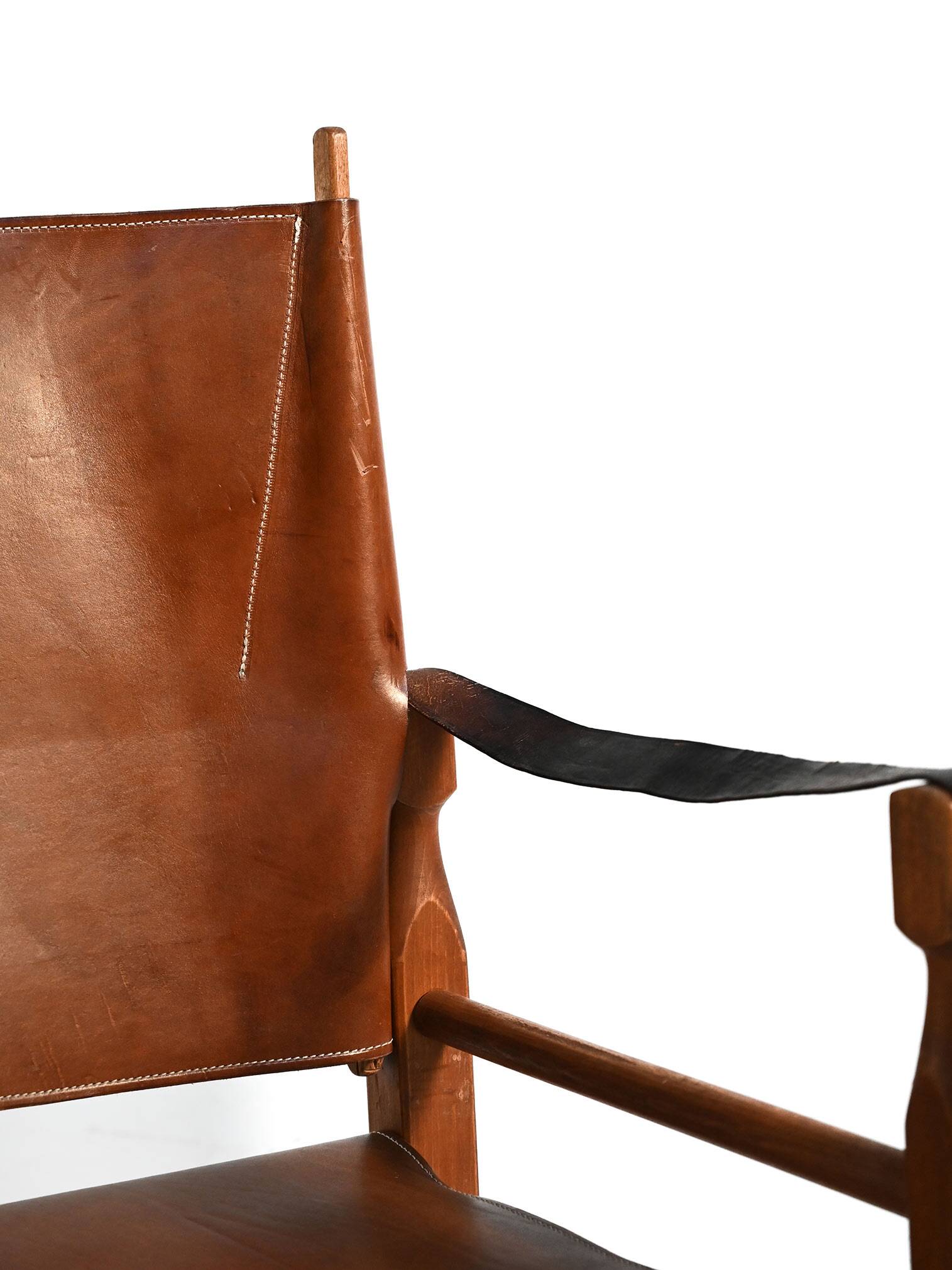 Pair of Scandinavian leather safari chairs