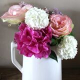 White earthenware pitcher carafe Digoin Sarreguemines