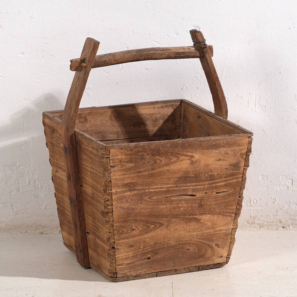 Antique solid wood basket (c.1900) #9