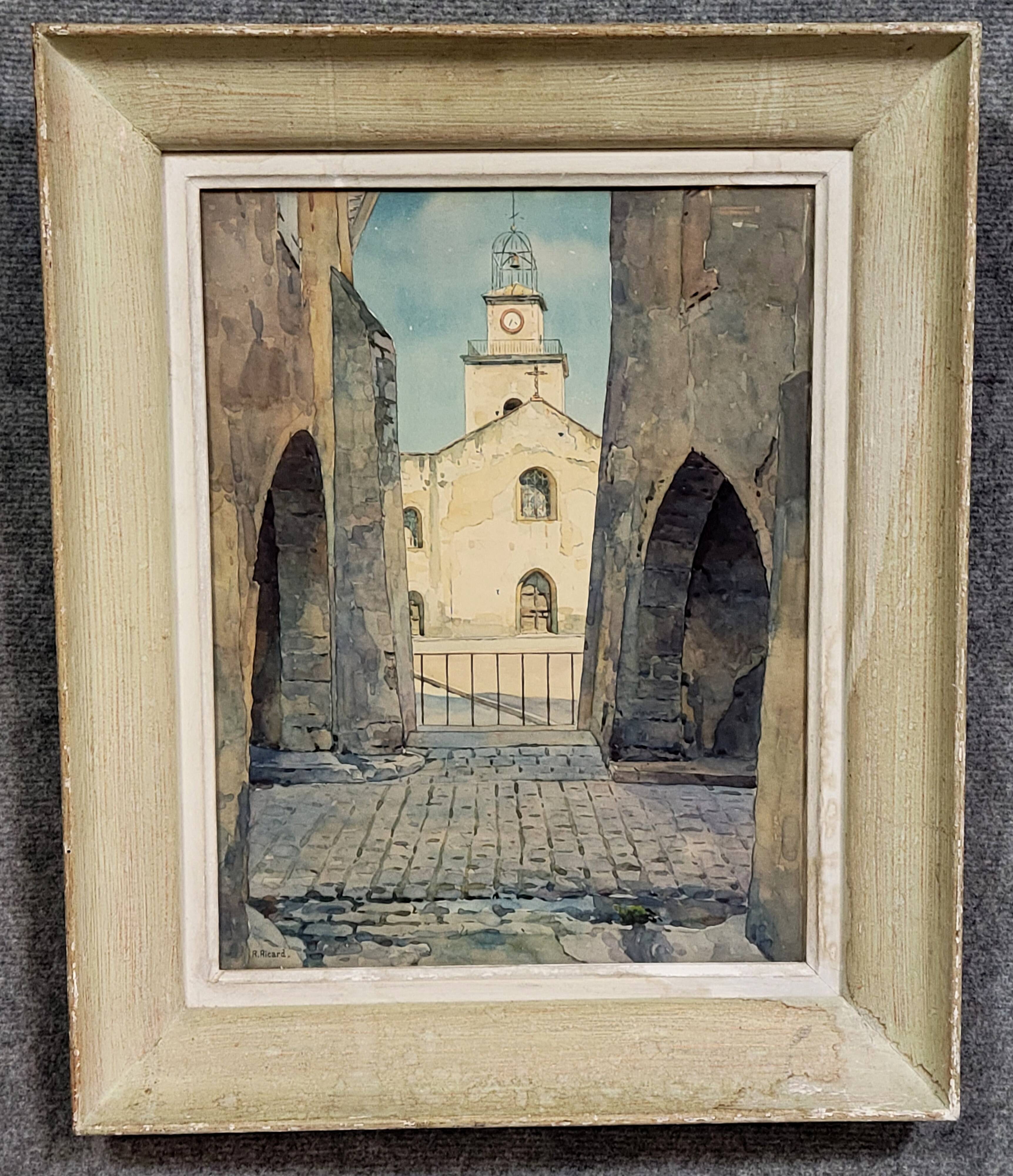 René Ricard: Figurative watercolor depicting an architectural view
