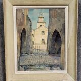 René Ricard: Figurative watercolor depicting an architectural view