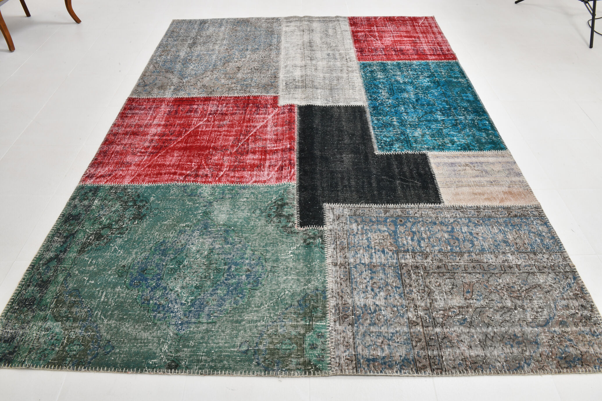 7x10 distressed multciolor vintage rug 301x220cm