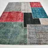 7x10 distressed multciolor vintage rug 301x220cm