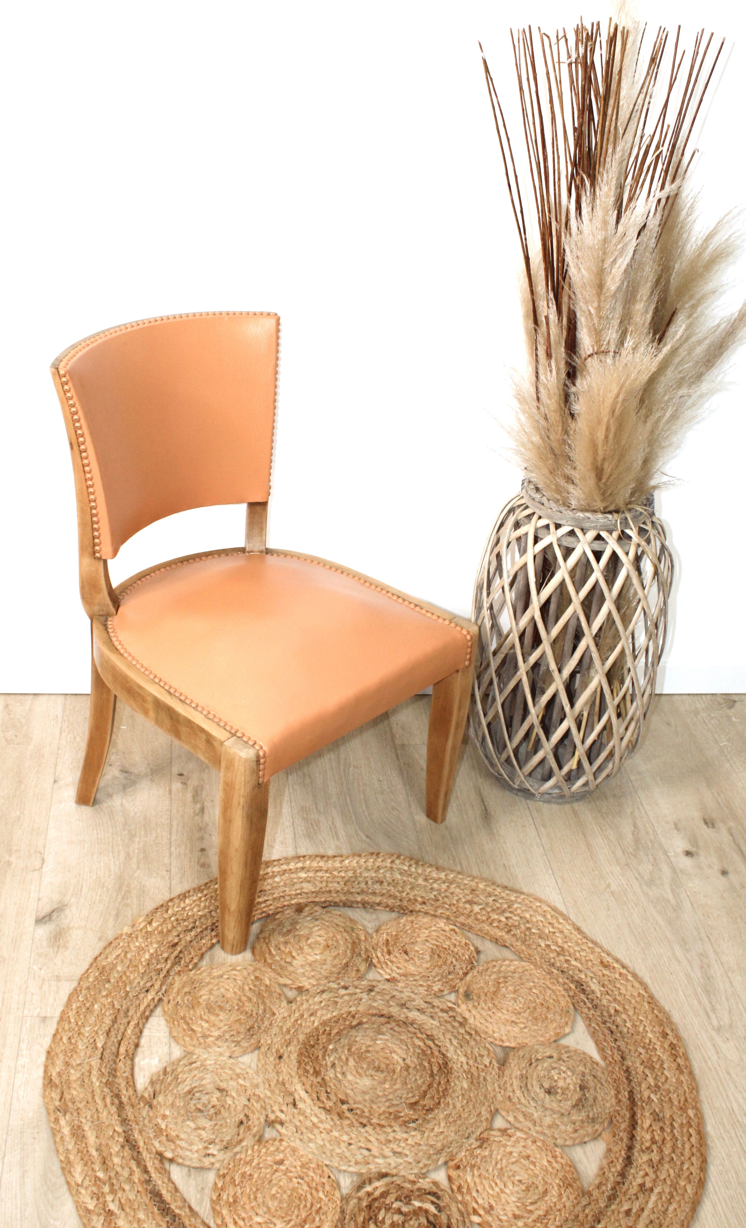 Leather and wood lounge chair