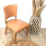 Leather and wood lounge chair