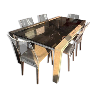 Table and 6 chairs Roche Bobois Glassbox