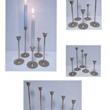 Five vintage Scandinavian design brass candlesticks