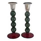 Paire de bougeoirs italiens bicolores 