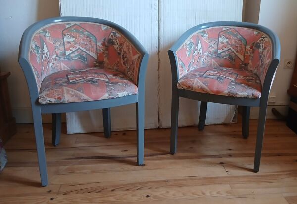 Paire de fauteuils tonneau Art déco Rosello
