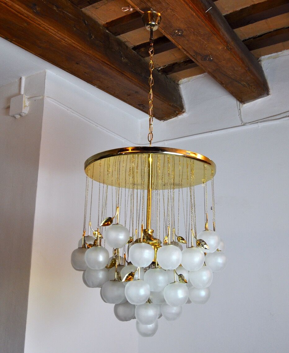 Chandelier waterfall Murano Mazzega, murano crystals " pommes ", Italy, 1970
