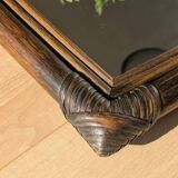 Mirror - Vintage 49x43 cm - Bamboo, Rattan - Patinated wood 1970