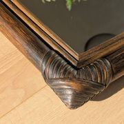 Mirror - Vintage 49x43 cm - Bamboo, Rattan - Patinated wood 1970
