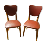 Paire de chaises type Baumann skaï 1960 pieds compas