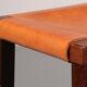 Mid-century oak bar stools with cognac leather seats