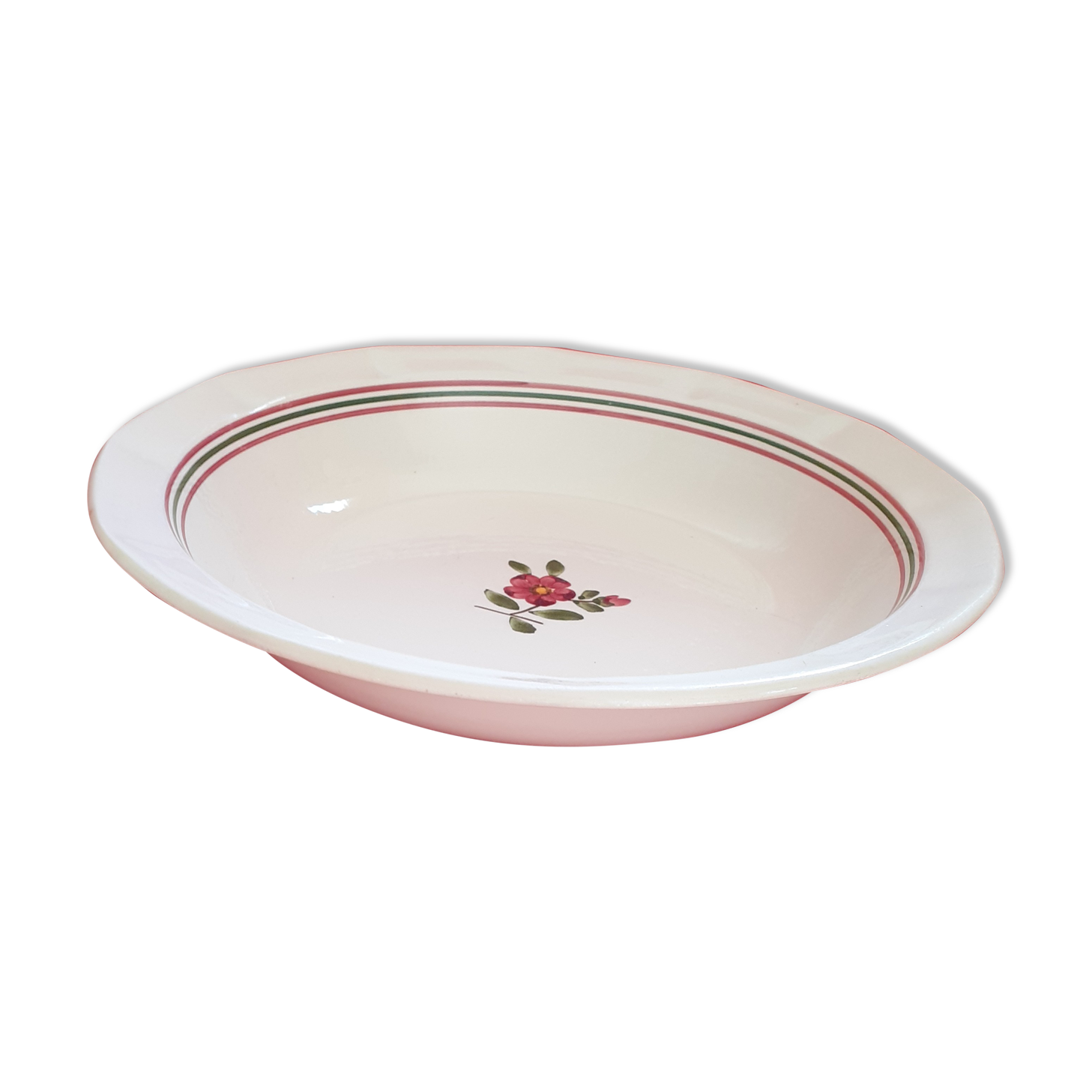 Old hollow dish, hand painted. Sarreguemines, Armelle model.