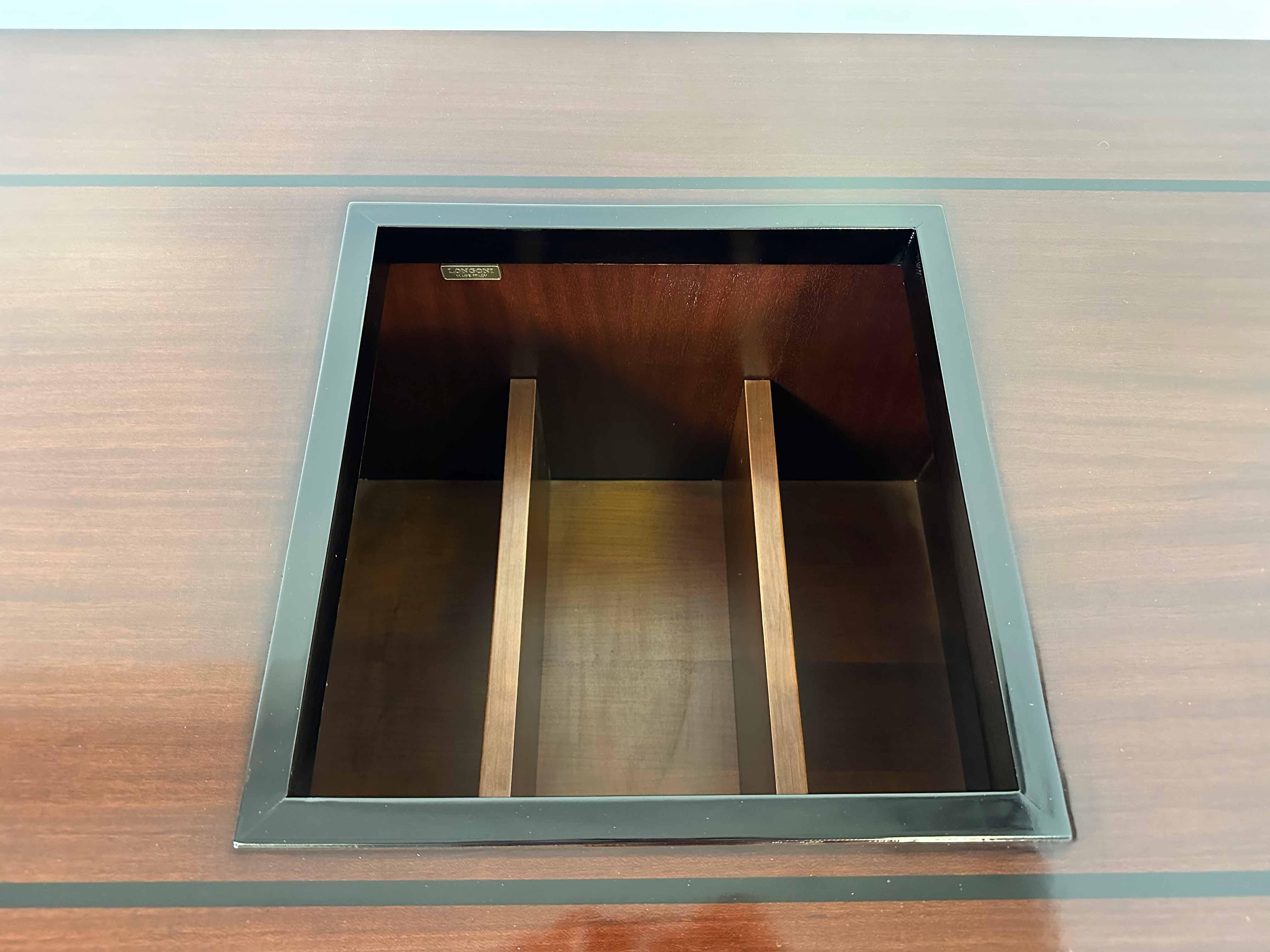 Italian Art Deco Bar Table in Mahogany and Ebonized Inlays, 1980s