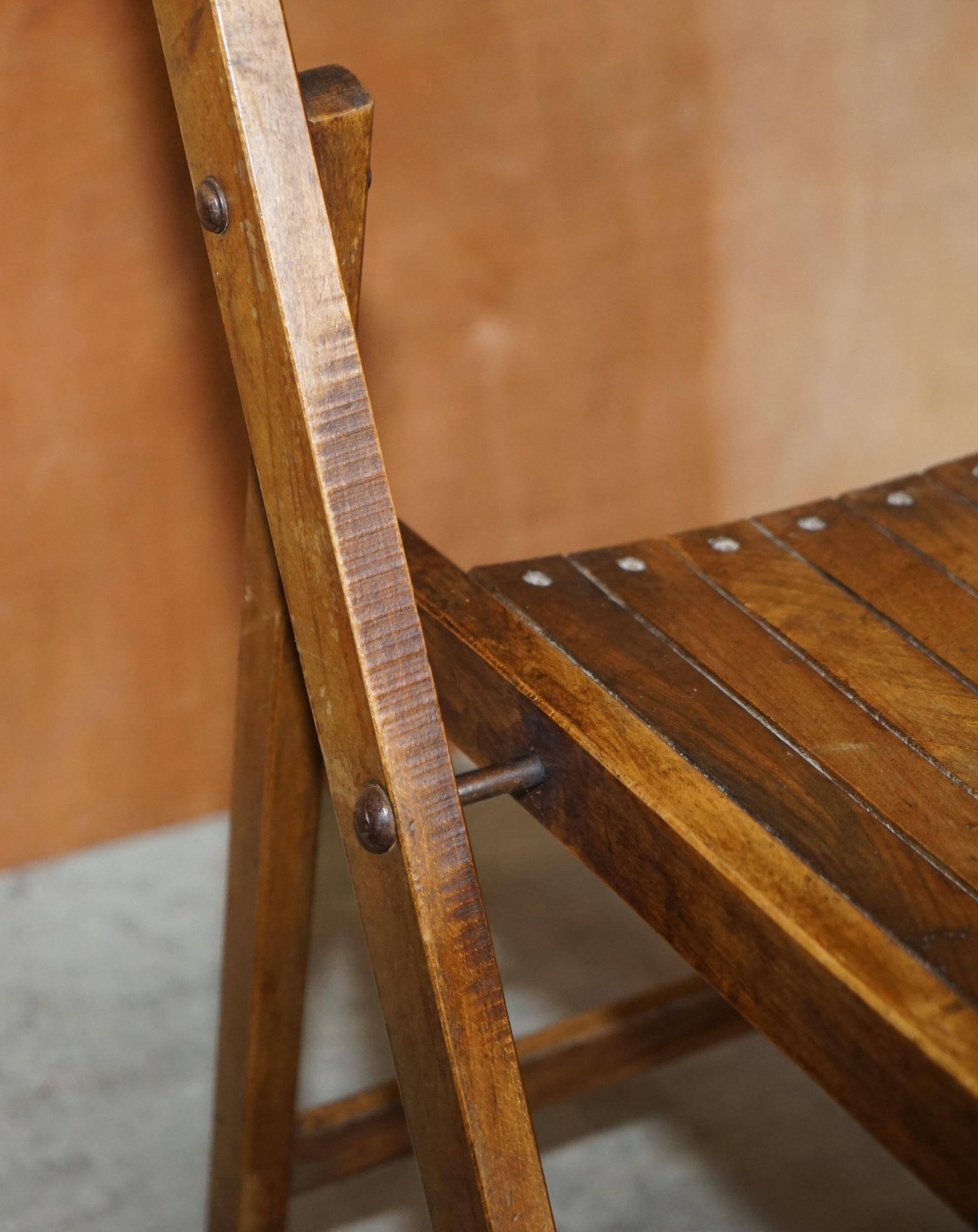 Suite de six chaises pliantes steamer en chêne anglais circa 1900-1920