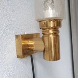 Brass applique with 1970 glass lampshade