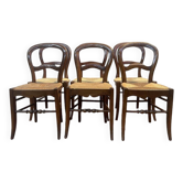 Set of 6 Louis Philippe straw chairs