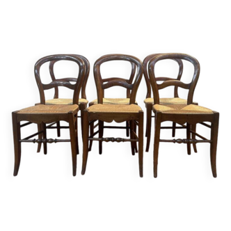 Set of 6 Louis Philippe straw chairs