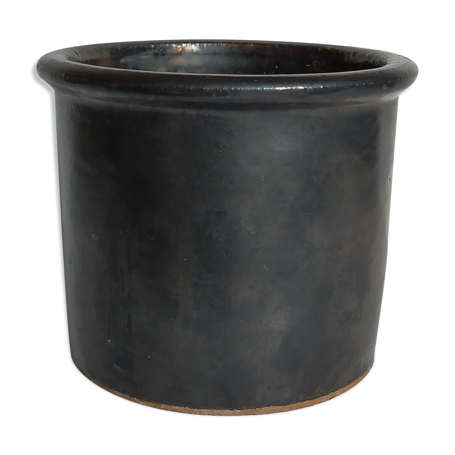Vintage black glazed earthenware pot