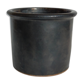 Vintage black glazed earthenware pot