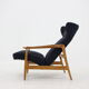 Oak reclining wing chair, czechoslovakia, 1960