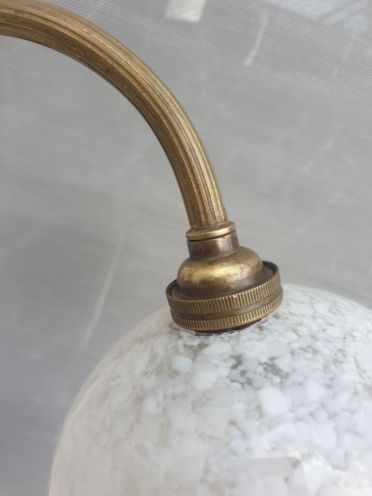 Brass wall lamp and cloudy glass Clichy art deco