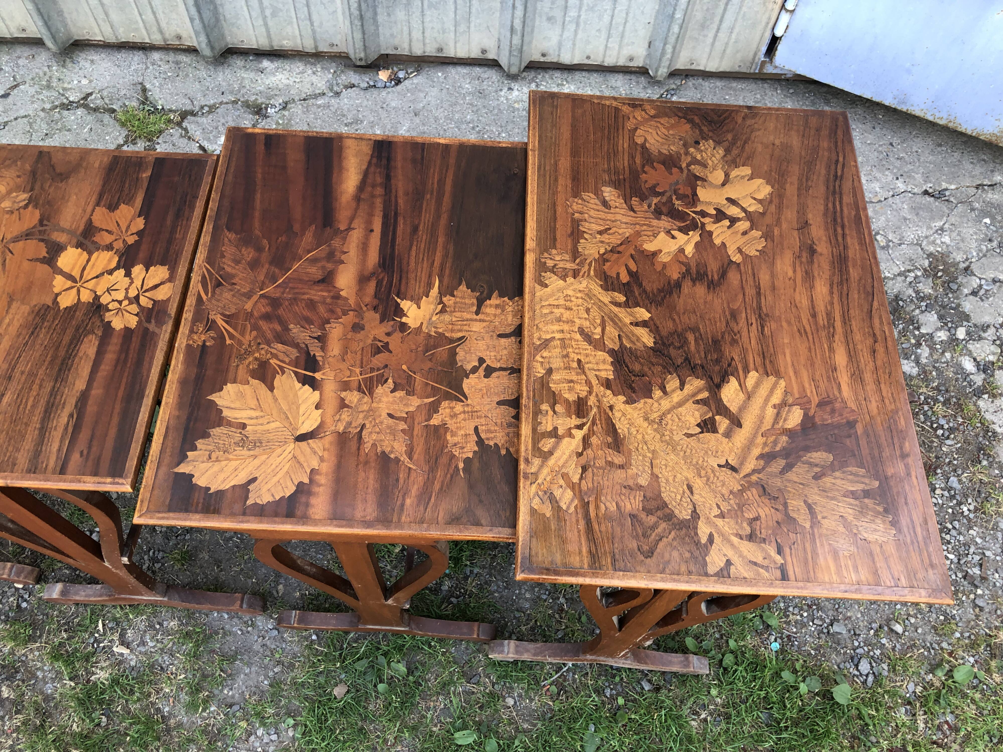 Tables with vegetable decoration, art nouveau period 1900 signed, Émile Galle