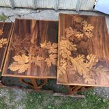 Tables with vegetable decoration, art nouveau period 1900 signed, Émile Galle