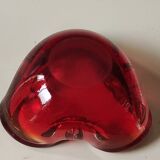 Murano Sommerso Ashtray/Vide Poche. Amber Iridescent Red Glass