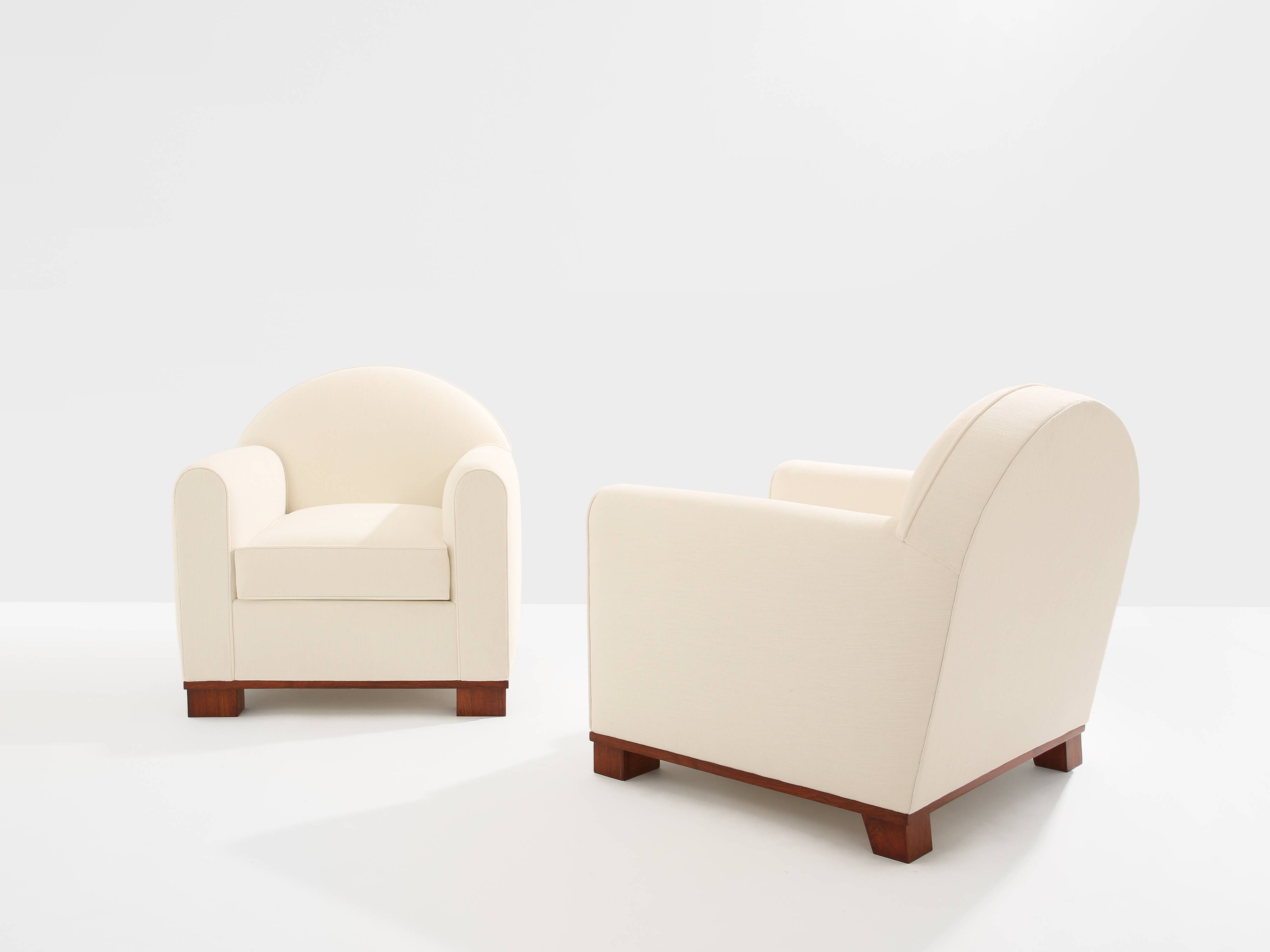 Jacques Adnet pair of modernist club armchairs in rosewood 1931