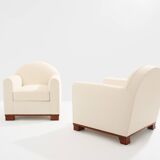 Jacques Adnet pair of modernist club armchairs in rosewood 1931