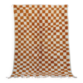 Berber rug in brown and beige check pattern - 206 x 154 cm